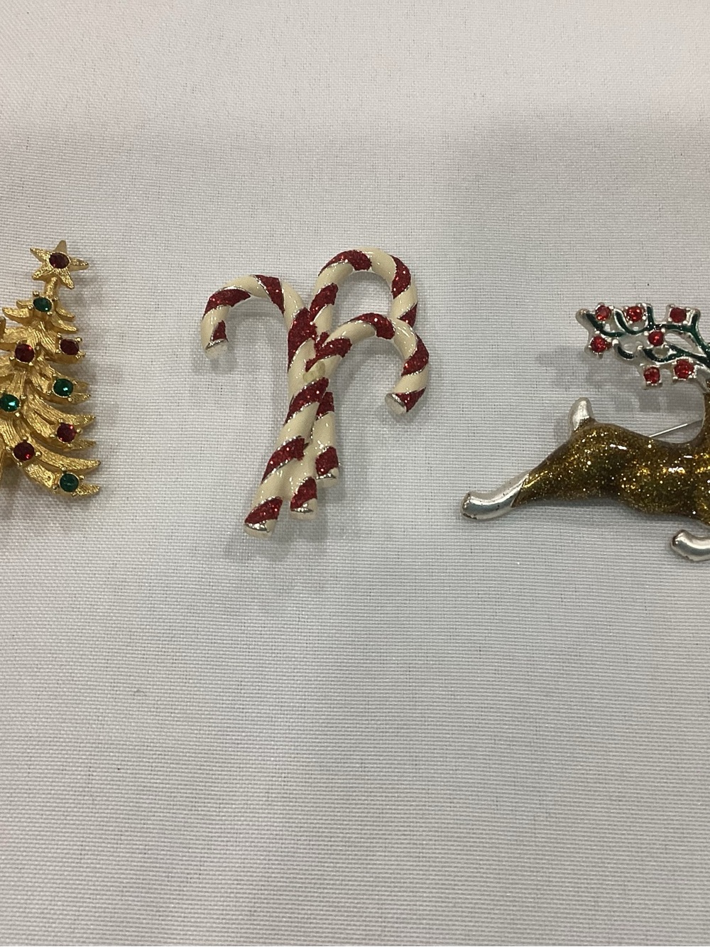 Holiday Candy Cane Brooch Pin - Red & White Festive Accent